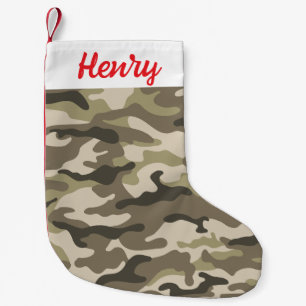 Pequena Meia de Natal Camuflada - Nome Personalizado