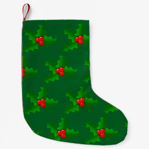 Pequena Meia de Natal com Folhas de Azevinho