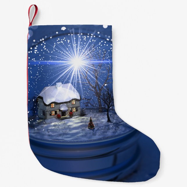 Pequena Meia de Natal com Globo de Luz das Estrelas (Frente)