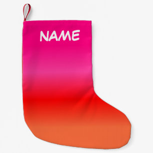 Pequena Meia de Natal com gradiente rosa, vermelho e laran