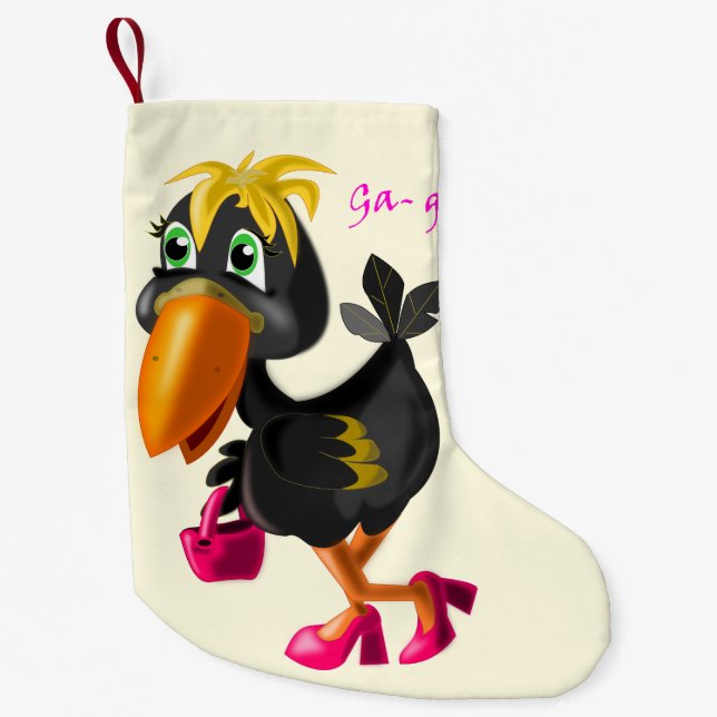 Pequena Meia de Natal com Pássaro Moderno (Frente)