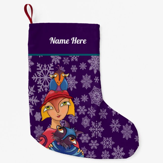 Pequena Meia de Natal com silhueta de menina. (Frente)