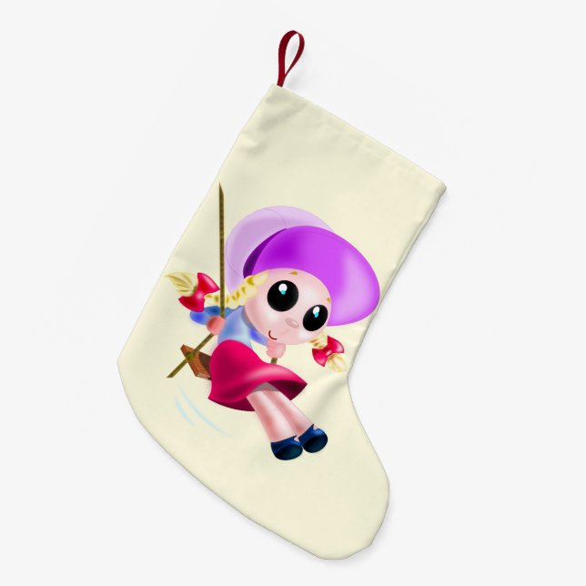 Pequena Meia de Natal da Garota Balançando (Frente (Pendurada))