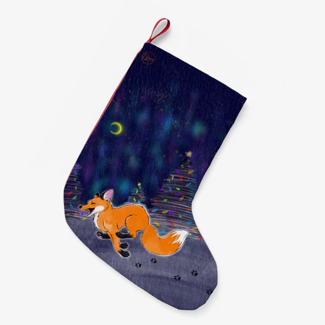 Pequena Meia de Natal da Raposa Correndo (Frente (Pendurada))