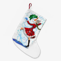 Meia de Natal Dançarinos Boneco de Neve e Menina