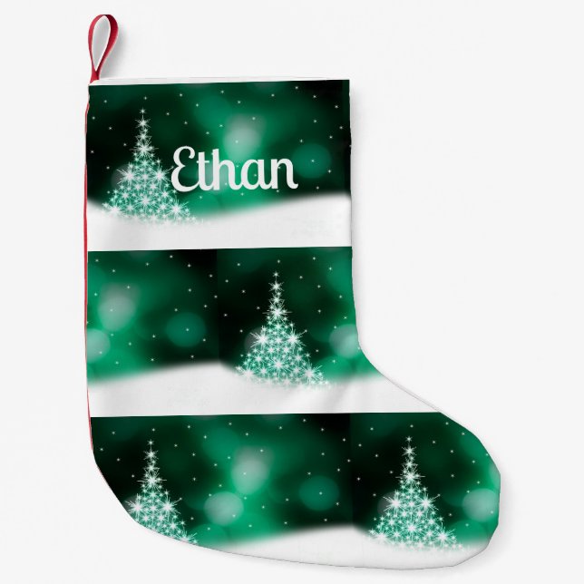 Pequena Meia de Natal de árvore de Natal personalizada (Frente)