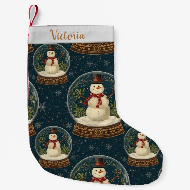 Pequena Meia de Natal de Boneco de Neve Fofo (Frente)