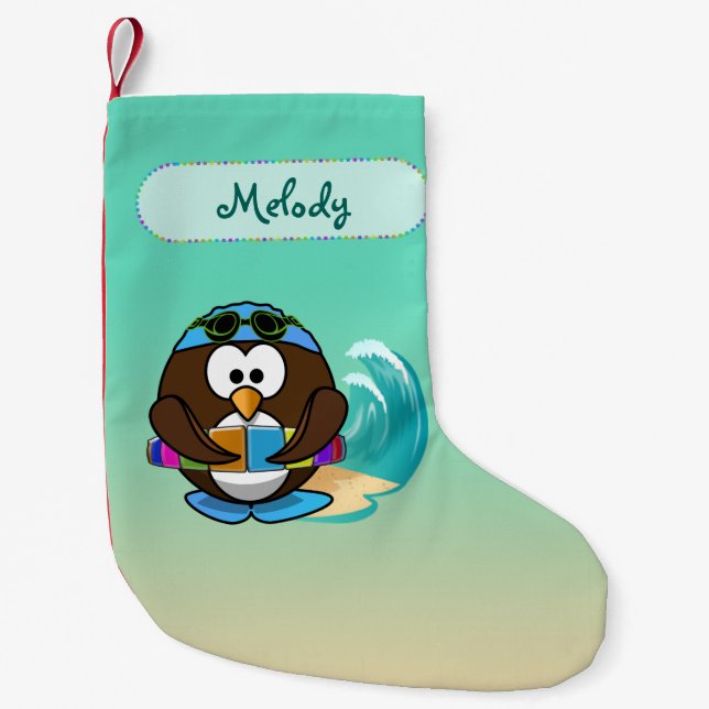 Pequena meia de Natal de coruja nadadora (Frente)