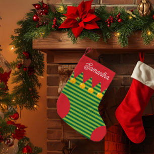 Pequena Meia de Natal de Elfo da Família com Nome