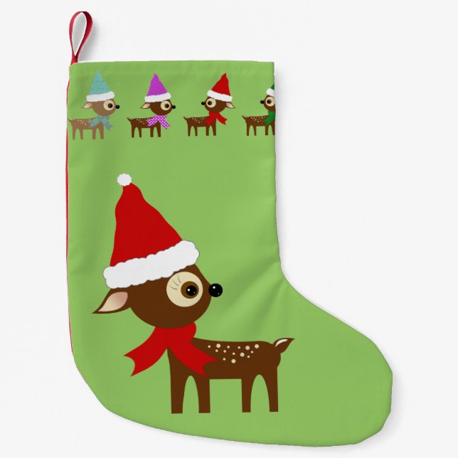 Pequena Meia de Natal de Rena Fofa (Frente)