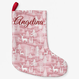 Pequena Meia de Natal Floresta Rosa