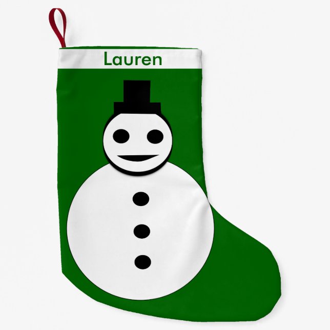 Pequena Meia de Natal Personalizada com Boneco de Neve Sor (Frente)