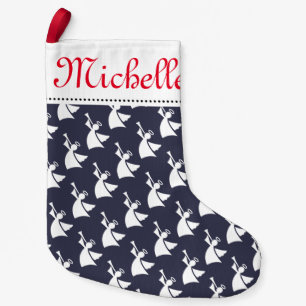 Pequena Meia de Natal personalizada com padrão de anjo