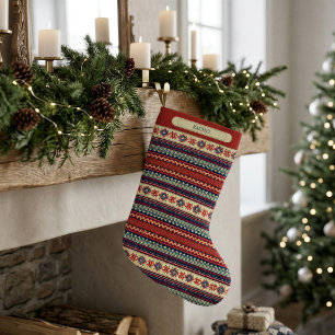 Pequena Meia de Natal Personalizada Fair Isle Nórdica