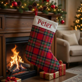 Pequena Meia de Natal Personalizada Xadrez Vermelho