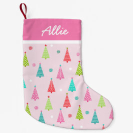 Pequena Meia de Natal Rosa Pastel