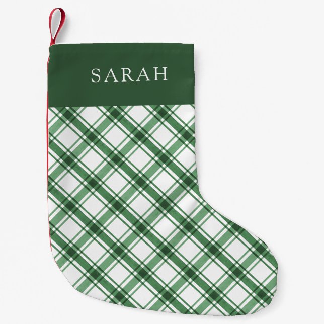 Pequena Meia de Natal Verde e Branca (Frente)