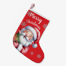 Pequena Meia de Natal Vermelha do Papai Noel Bonito Feliz 