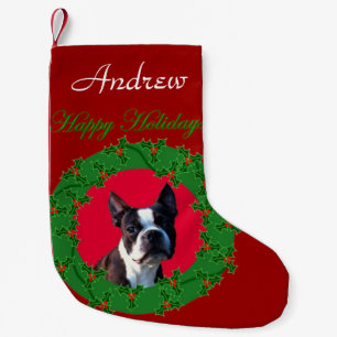 Pequena Meia do cão de Boston Terrier do Natal