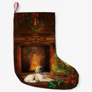 Pequena Meia do Natal do filhote de cachorro do Mastiff