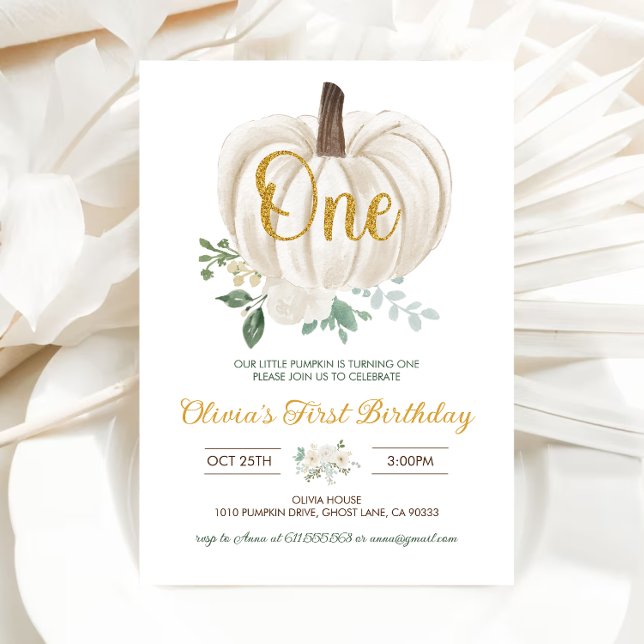 Pequena Menina de Abóbora Convite para primeiro an (Criador carregado)