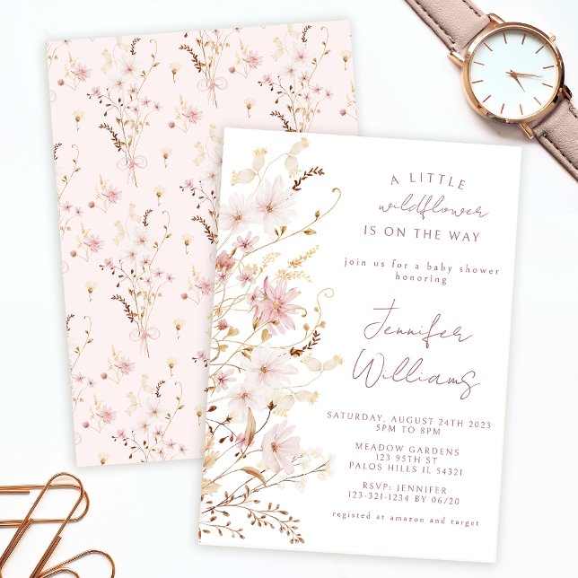 Pequena menina de flor silvestre, querida, convite (Criador carregado)