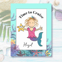 Pequena Menina Sereia Cartoon Adorável Sweet Cruis