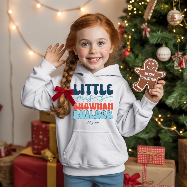 Pequena Miss Snowman Builder Retro Natal (Little Miss Snowman Builder Retro Christmas Hoodie)