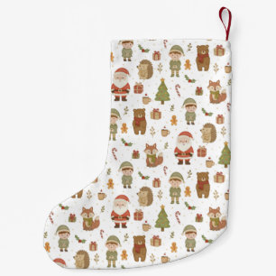 Pequena Natal Floresta Desenhada à Mão - Meia de Natal