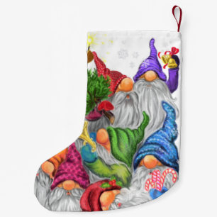 Pequena Papai Noel Meia de Natal Gnomos Cartoon