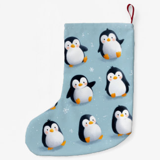 Pequena Pinguins de Natal Fofos – Meia de Natal Festiva