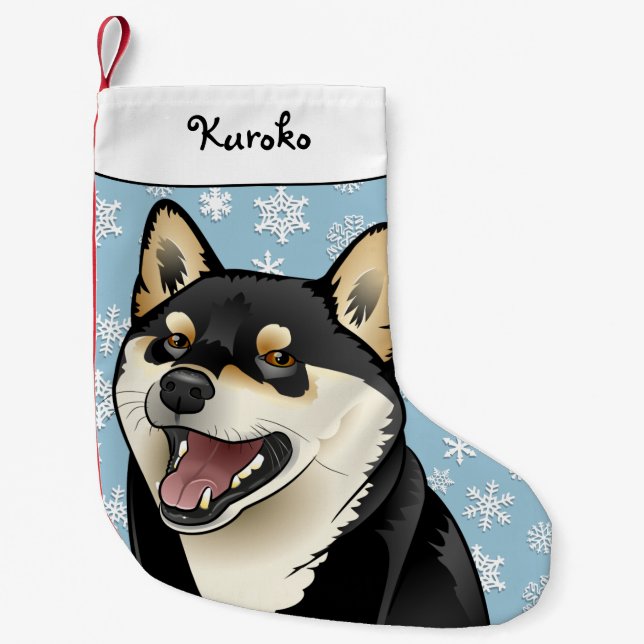 Pequena Preto do Feliz Natal e meia de Tan Shiba Inu (Frente)