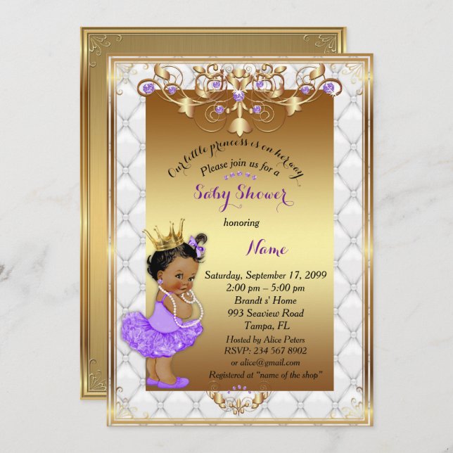 Pequena Princesa Étnica, Convite para Chás de fral (Frente/Verso)