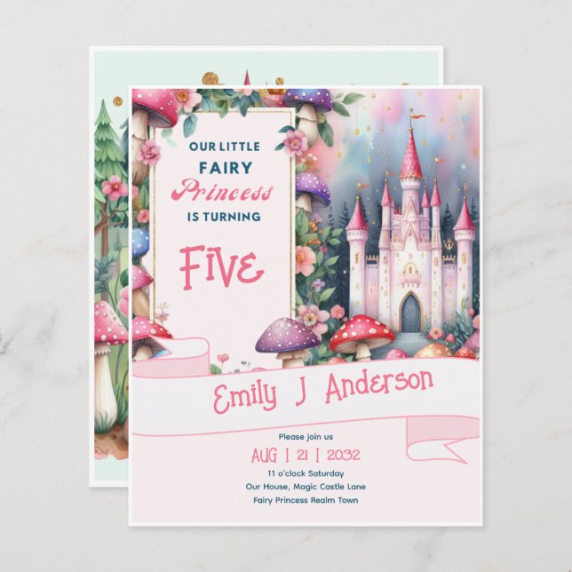 Pequena Princesa Fada Aniversário Qualquer Fairyta (Frente/Verso)