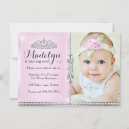 Pequena Princesa Primeiro Convite Rosa de Aniversá