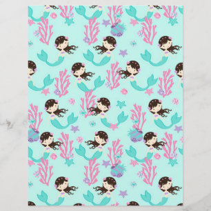 Pequena Sereia Papel De Escrapão Duplo Para A Sere