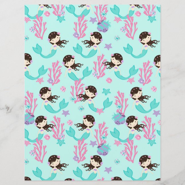 Pequena Sereia Papel De Escrapão Duplo Para A Sere (Frente)