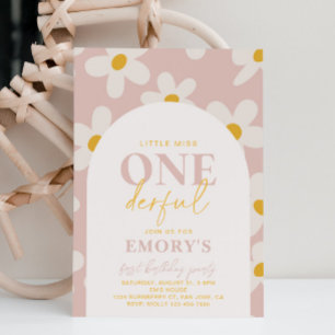 Pequena Srta. Onelinda Convite Flor retrô