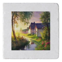 pequena vila por um riacho