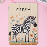 Pequena Zebra Cura com Flores e Borboletas<br><div class="desc">Design de zebra fofa personalizada com flores e borboletas.</div>