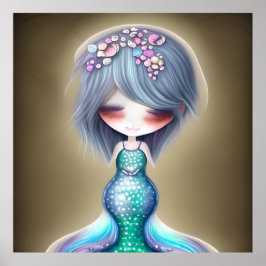 Pequenas flores de sereia bonitas enfrentam Poster