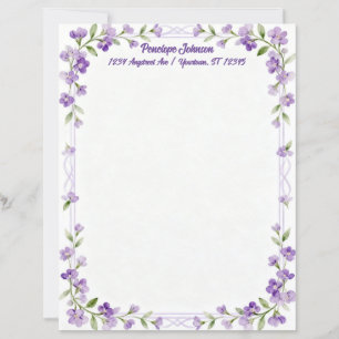 Pequenas Flores Roxas em um Papel de Escritório co
