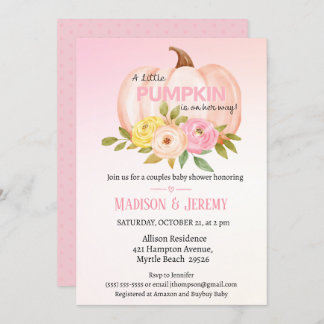 Pequenas Meninas Rosa-Pumpkin Convite para Chás de