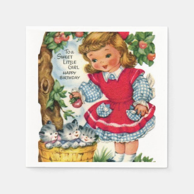 Pequenas Meninas Vintage - guardanapos de papel de (Frente)