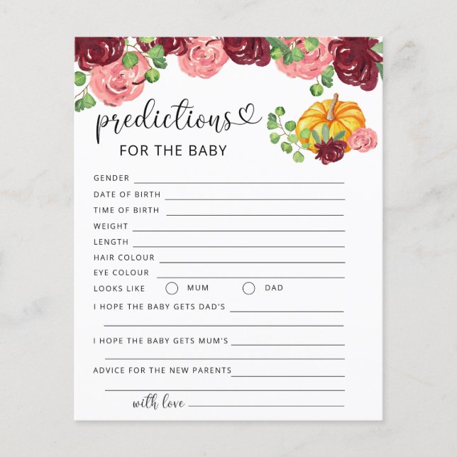 Pequenas previsões e conselhos para bebês de abóbo (Frente)