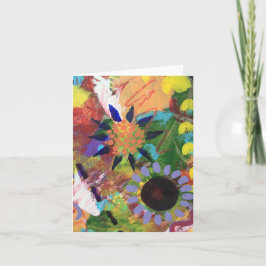 Pequeno, 4" x 5,6" cartão de nota dobrado Flores A