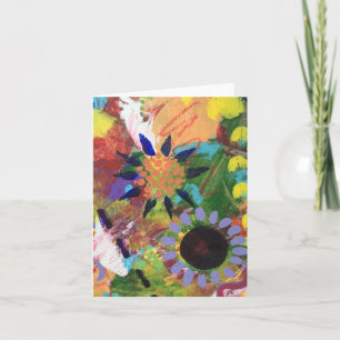 Pequeno, 4" x 5,6" cartão de nota dobrado Flores A