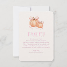 Pequeno abóbora, arco rosa, cartões de agradecimen