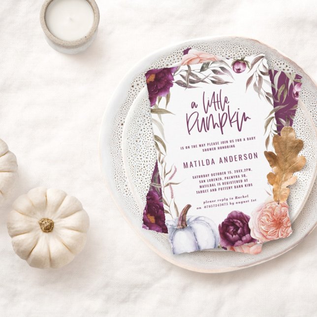 Pequeno abóbora queda aquarela chá de fraldas flor (Criador carregado)