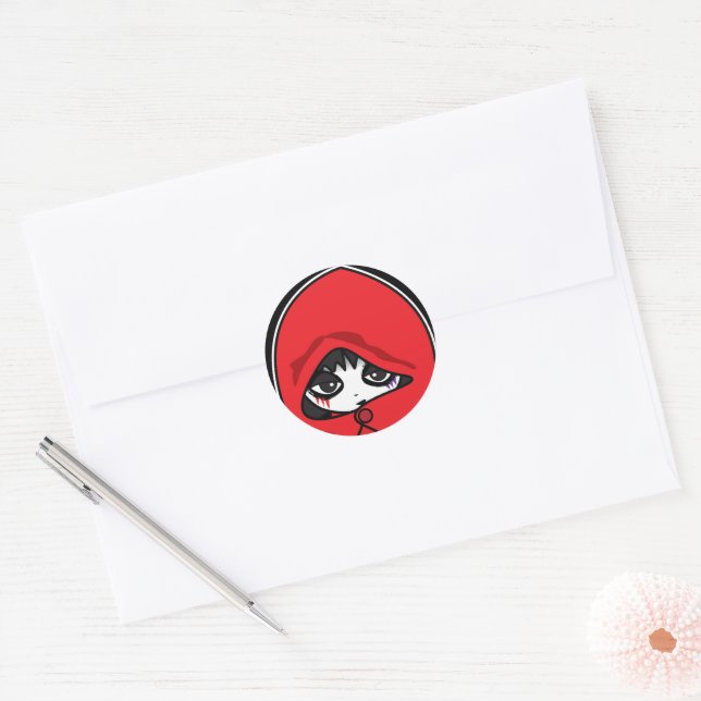 Pequeno adesivo Clássico Redondo Vermelho (Envelope)